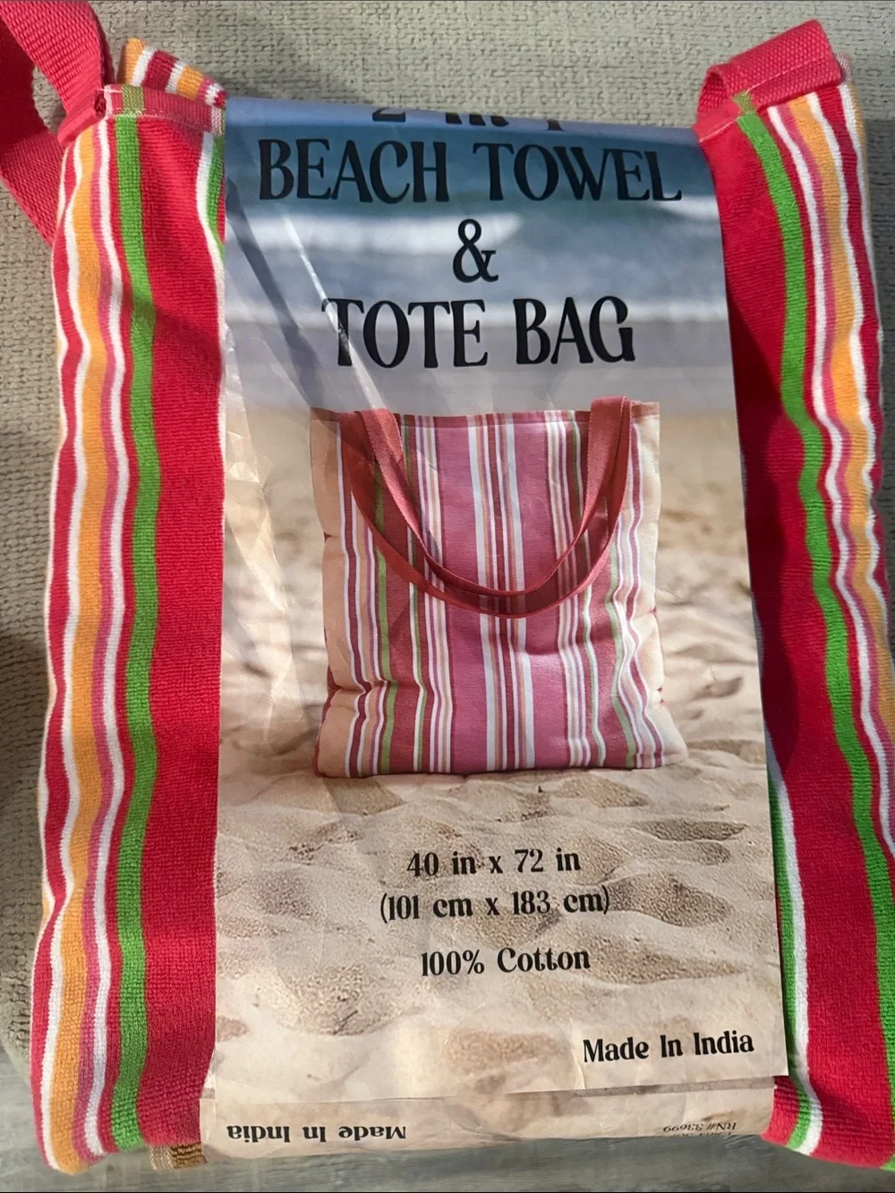Pink Striped Beach Towel Mat - Lightweight Travel Towel